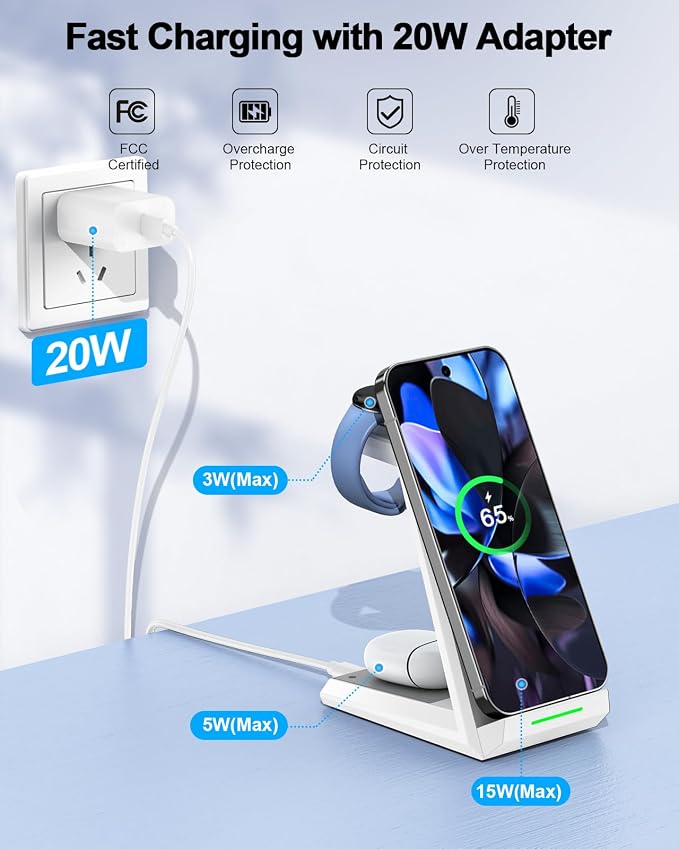 NANAMI Wireless Charger for Google - 3 in 1 Wireless Charging Station Fast - Image 3
