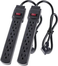 6-Outlet Surge Protector 2pk – 250 Joules, 2ft Cord, 1875W Max – Right Angle by PowerEnvy