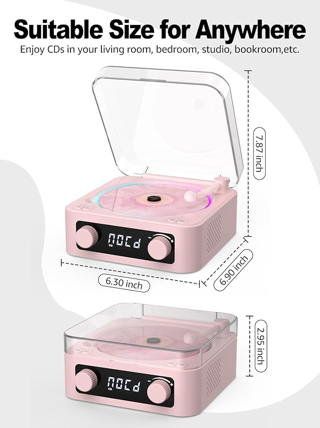 CD Player with Built-in Speakers Portable Bluetooth Input&Output Desktop CD - Image 4