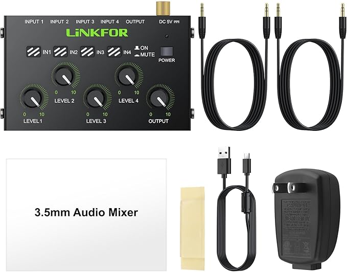 LiNKFOR 4 Channel 3.5mm Audio Mixer Stereo Audio Mixer Support RCA Input and - Image 7