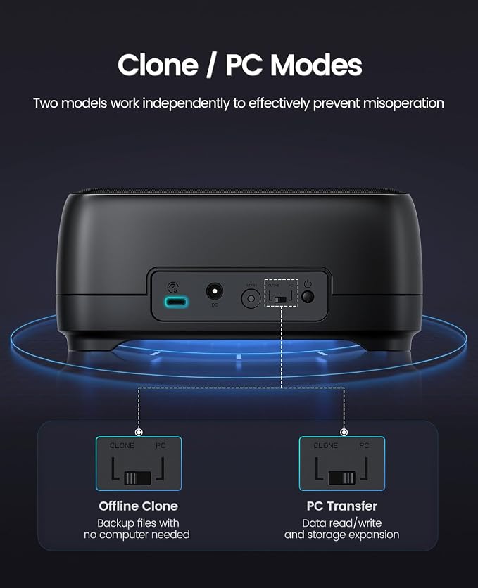 ORICO USB Type C to SATA 2 Bay Hard Drive Docking Station Duplicator/Cloner - Image 9