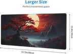 Darkness Red Moon Desk Mat Japanese Mouse Pad, Large Japanese Desk Mat - Image 2