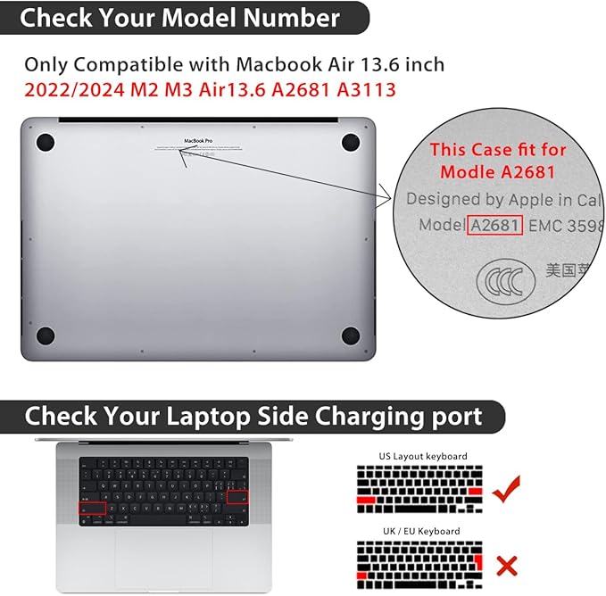 for 2025 2024 2023 2022 MacBook Air 13 inch Case M4 A3240 M3 A3113 M2 A2681 - Image 2