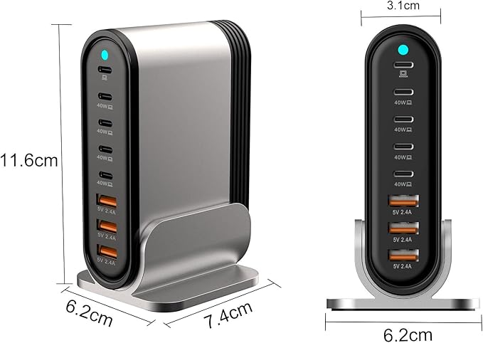USB C Fast Charger : Fast Charging Station : 285W-8 Port Desktop Multiple - Image 6