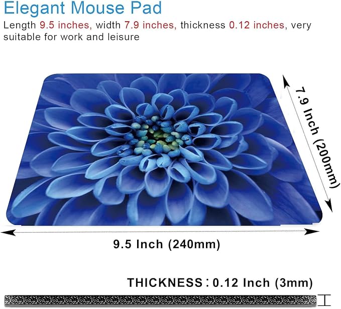 Blue Flower Mouse Pad, Cute Floral Mouse pad, Custom Small Mouse Pads - Image 2