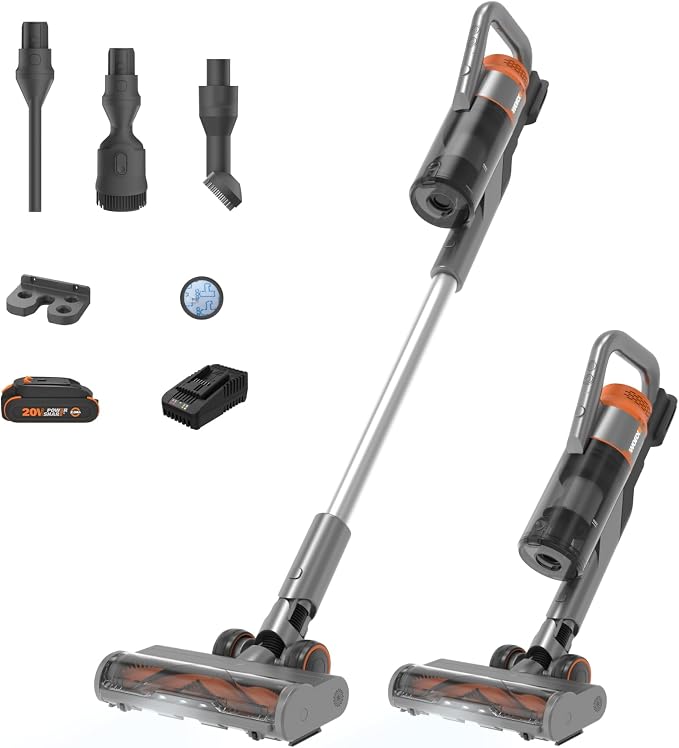 WORX 20V Cordless Stick Vacuum, Powerful Cordless Vacuum Cleaner 25Kpa High by WORX