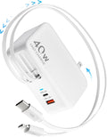 4-in-1 Retractable Gan Wall Charger Plug, Travel Essentials Brick Multiport USB by HATALKIN