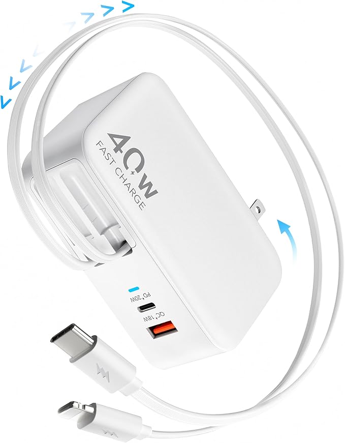 4-in-1 Retractable Gan Wall Charger Plug, Travel Essentials Brick Multiport USB by HATALKIN