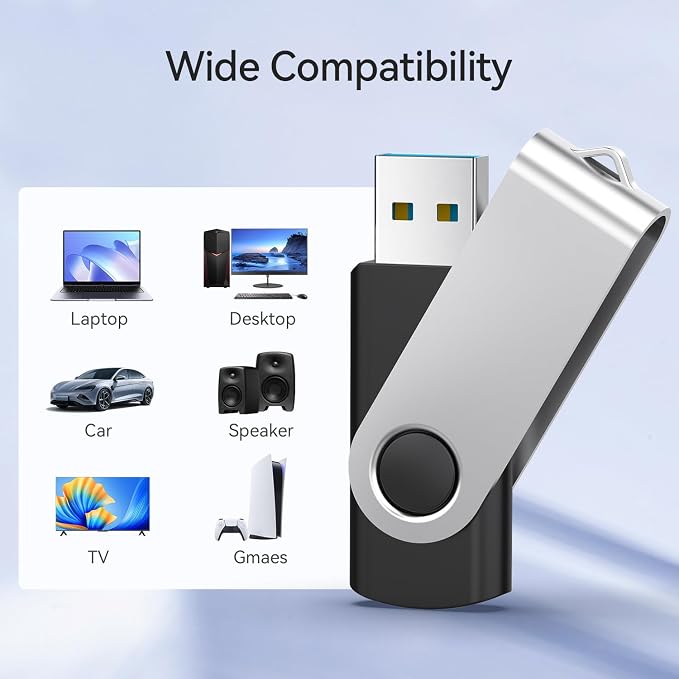 JUANWE 64GB USB Flash Drives 5 Packs, USB 2.0Thumb Drives Foldable 360°Swivel - Image 2