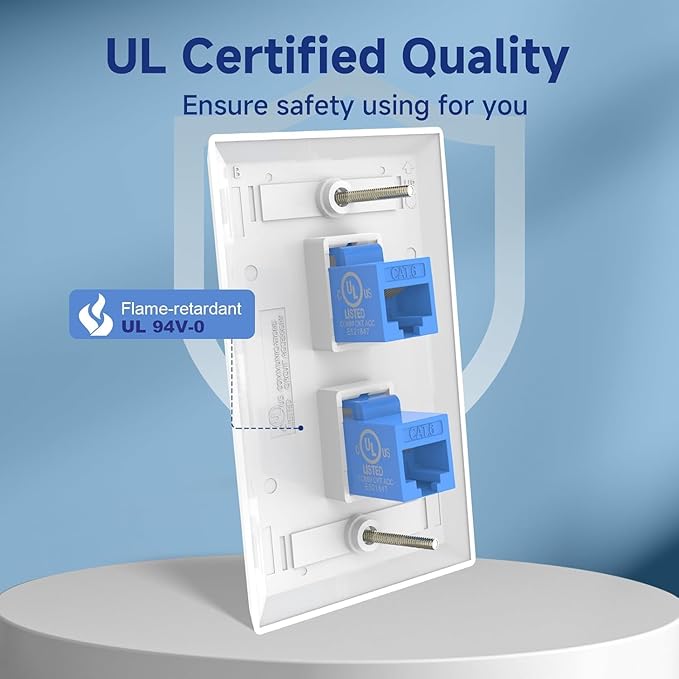 VCE 2-Port Ethernet Wall Plate, CAT6 Wall Plate and Jack, RJ45 Keystone Wall - Image 2