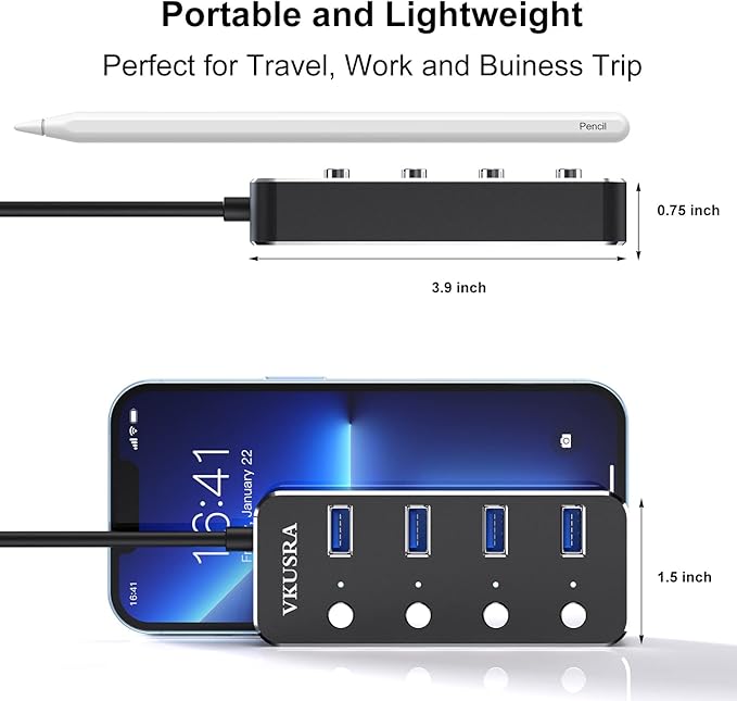 USB Hub, VKUSRA 4 Port USB 3.0 Hub Splitter - Image 6