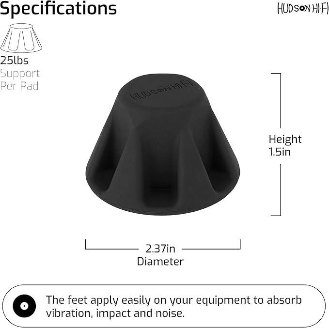 Speaker Isolation Feet – 4-Pack 1.5" Bigfoot Rubber Pads – Non-Adhesive - Image 4