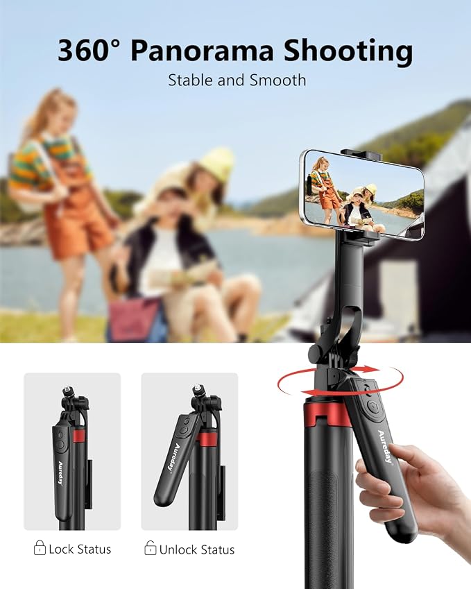 Aureday 72" Phone Tripod and Selfie Stick, Cell Phone Tripod Stand - Image 6