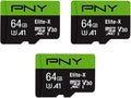 PNY 64GB Elite-X Class 10 U3 V30 microSDXC Flash Memory Card, Class 10 by PNY