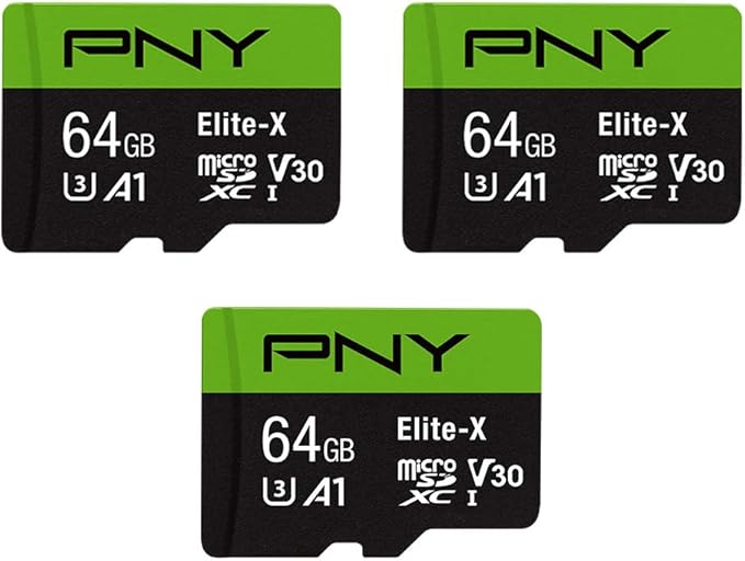 PNY 64GB Elite-X Class 10 U3 V30 microSDXC Flash Memory Card, Class 10 by PNY