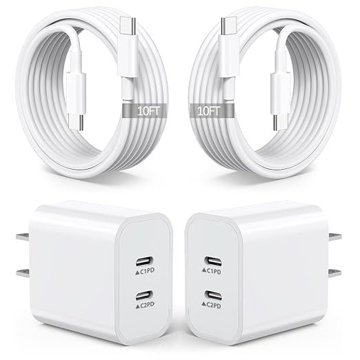 2Pack iPhone 16 15 Chargers, Dual Port Fast Wall Chargers Block by BikeAnything