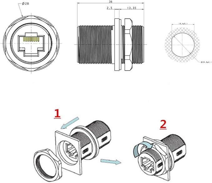 5PCS Panel Mounting Shielded RJ45 Waterproof Cat5/5e/6 8P8C Connector Ethernet - Image 8