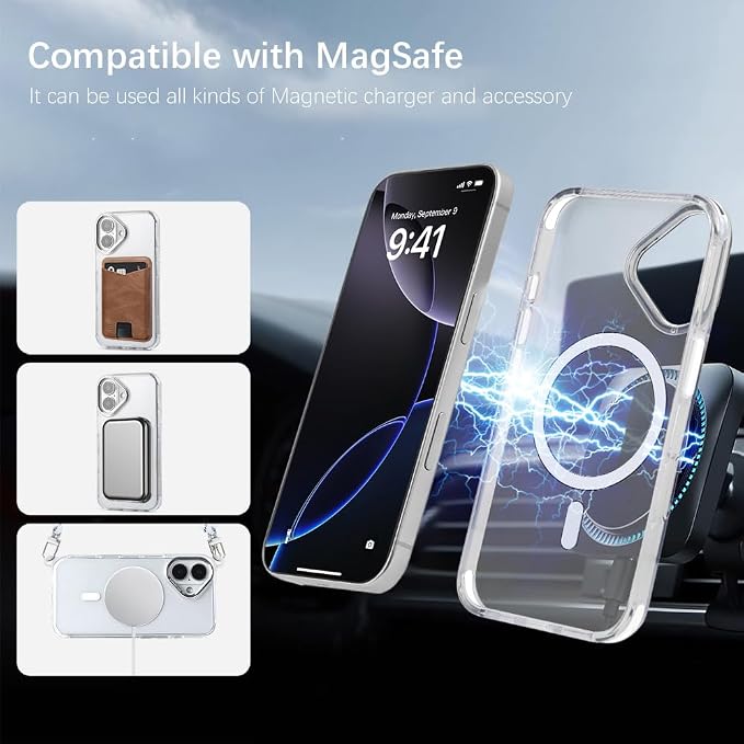 for iPhone 16 Case with 62.99 inch Lanyard, Classic Clear&White Magnetic Phone - Image 3