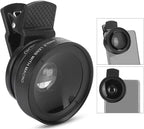 Cell Phone Lens Attachment, 2 in 1 Clip-on Mobile Phone 0.45X Wide Angle + - Image 6