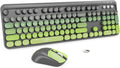 Wireless Keyboard and Mouse Combo, 104 Round Keys Cute Colorful Keyboard and by TT-FOPETT