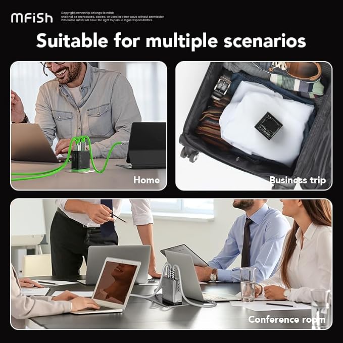 Mfish 140W USB C Charger, 4-Port GaN Charger Block, Foldable Fast Laptop - Image 7