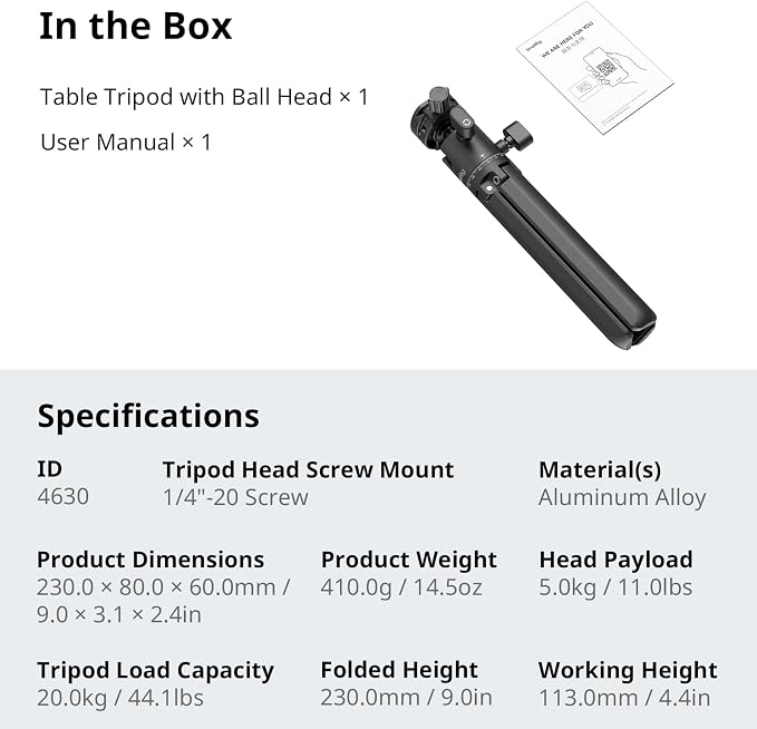 SmallRig Portable Mini Desktop Tripod, Aluminum Alloy Compact Small Tabletop - Image 7