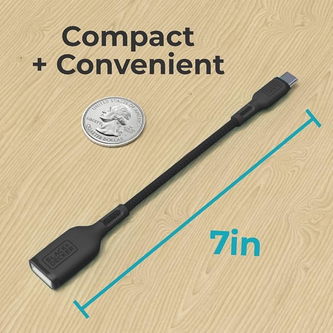 BLACK+DECKER USB C to USB A Adapter, USB C Male to USB Female Adapter Nylon - Image 9