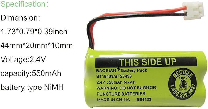 BT18433/BT28433 BT184342 BT284342 BT1011 BT-1011 Cordless Phone Battery CL80109 - Image 2