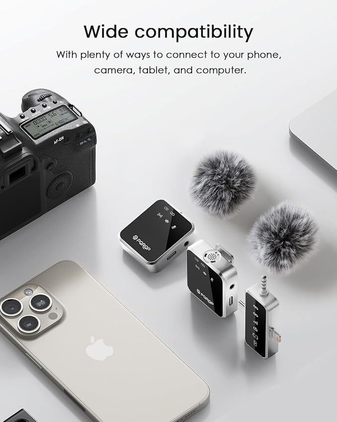 PQRQP 3 in 1 Mini Microphone for iPhone, Camera | 328ft Range & 18H Battery | - Image 5