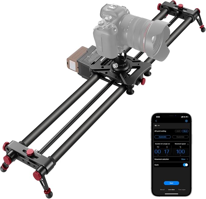 NEEWER 31.5"/80cm Motorized Camera Slider, App Wireless Control DSLR Carbon by Neewer