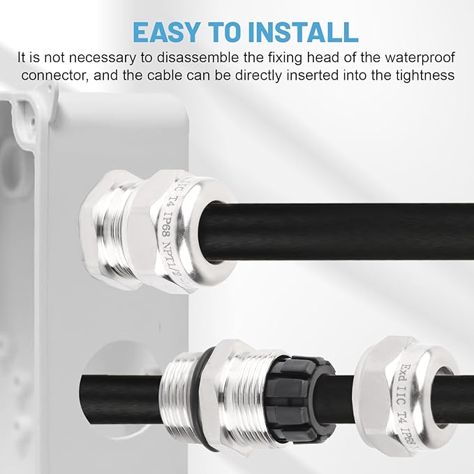 NPT 1/2" Stainless Steel Waterproof Cable Gland IP68 Waterproof Cable Gland - Image 6
