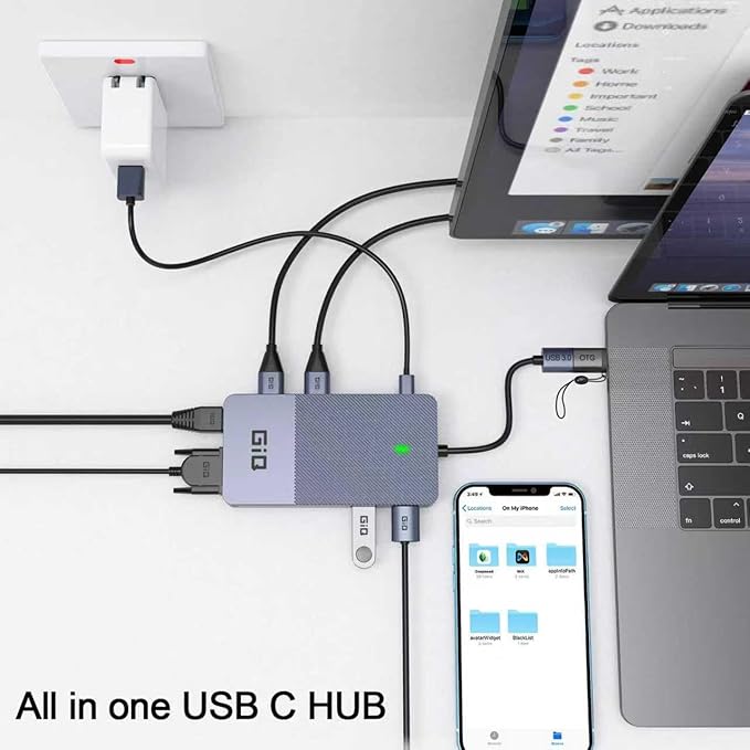 USB Docking Station GIQ USB C HUB USB 3.0 to Dual HDMI VGA Adapter Triple - Image 6