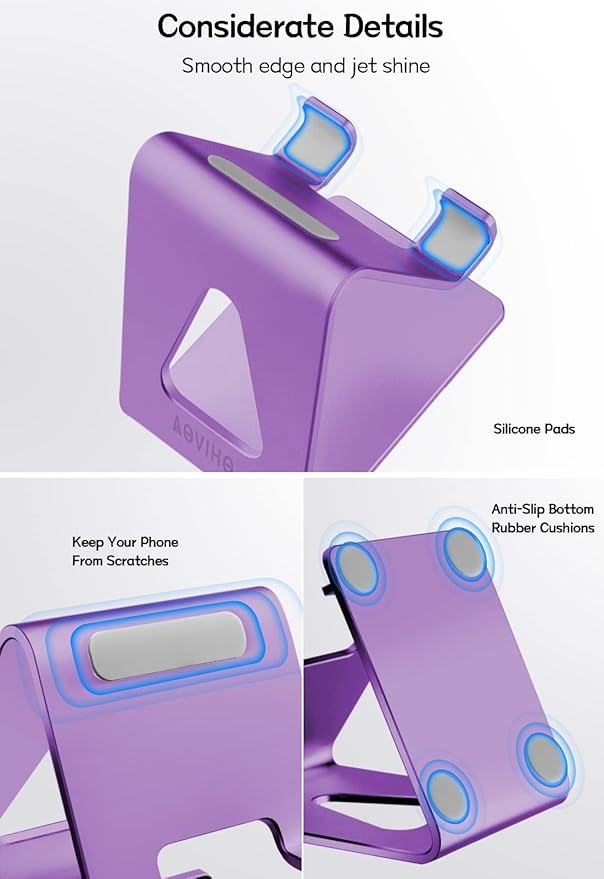 Cell Phone Stand, Phone Holder for Desk, Aluminum Desktop Phone Dock for iPhone - Image 3