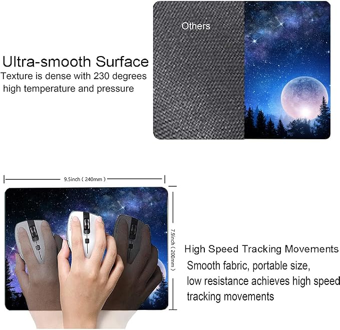 Mouse Pad, Forest Moon Mouse Pad, Washable Square Cloth Mousepad - Image 3