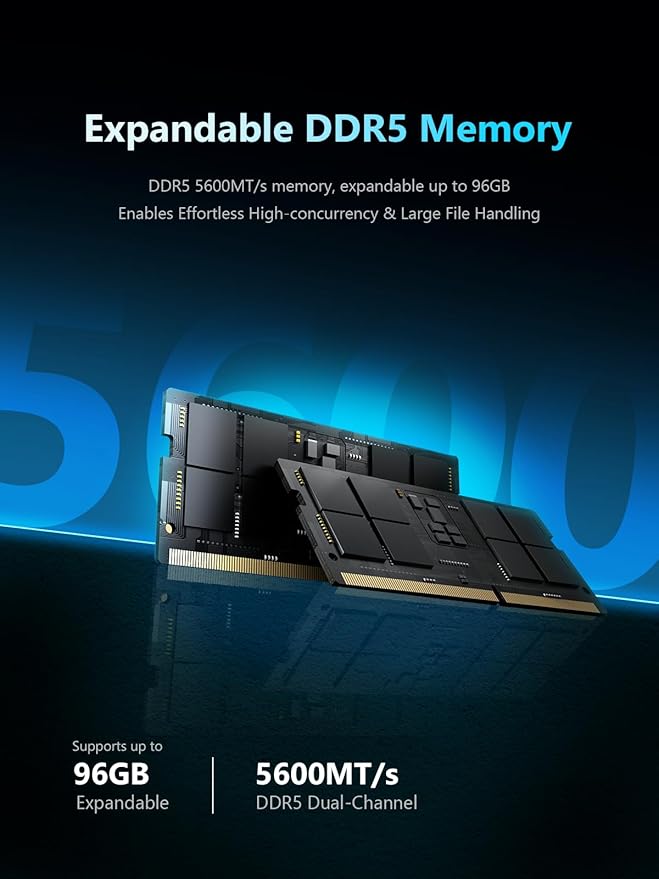 MINISFORUM N5 5-Bay Desktop NAS, AMD Ryzen 7 255, 128GB SSD, 1x 10GbE, 1x 5GbE - Image 9