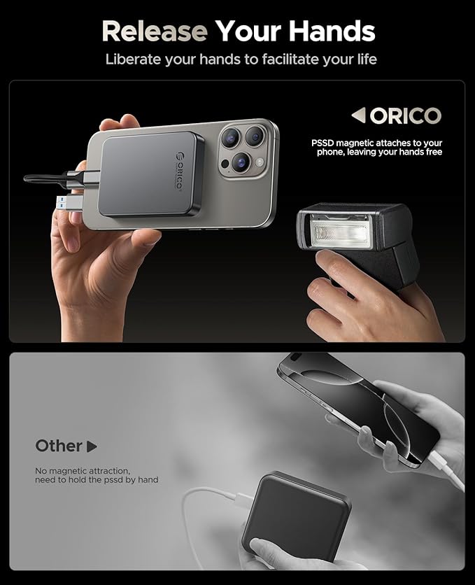 ORICO 2TB Magnetic Portable SSD, Metal Body, 4K 120 fps ProRes HDR Record and - Image 7