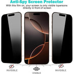 3 Pack for iPhone 16 Pro Privacy Screen Protector +2 Camera Lens 9H+Full Cover - Image 4
