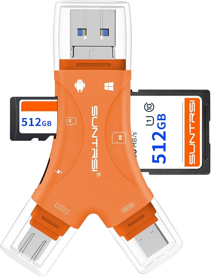 SUNTRSI SD Card Reader for iPhone/ipad/Android/Mac/Computer/Camera, 4 in1 Micro by SUNTRSI