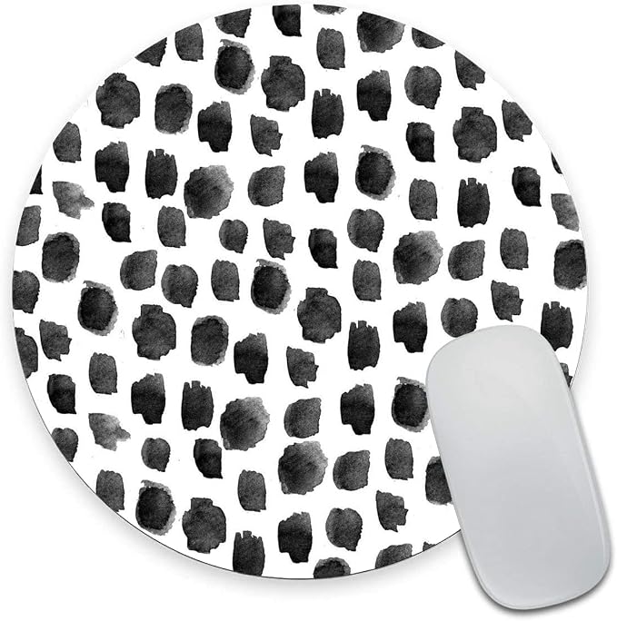 Round Mouse Pad, Polka Dot Print Premium-Textured Mouse Mat, Small Non-Slip by Armanza