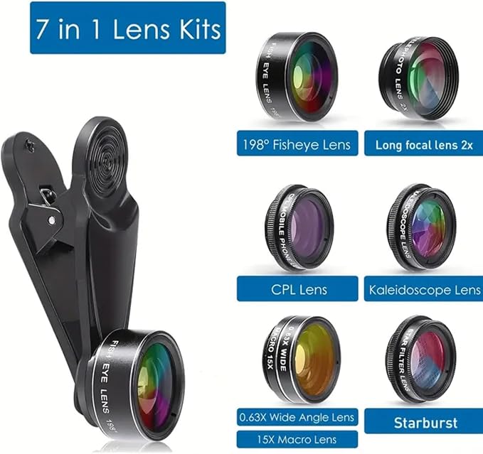 Universal 7-in-1 Mobile Phone Camera Lens Kit, Funny Cell Phone Lens - Image 7