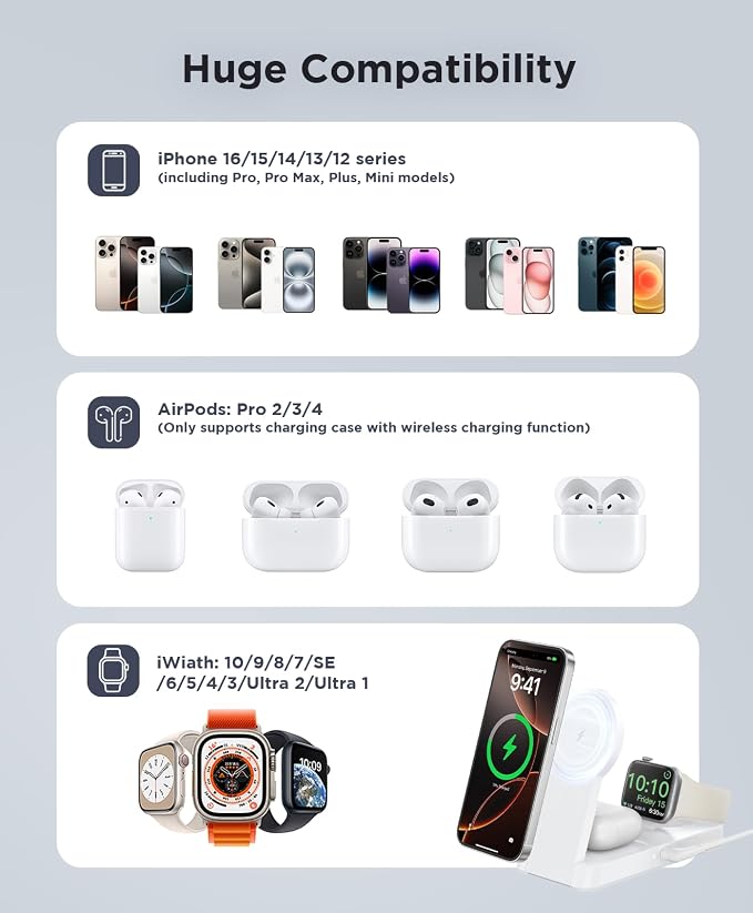 3 in 1 Magnetic Wireless for iPhone Charging Station: Foldable Portable Charger - Image 4