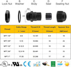 XHF 20 Pcs 1" IP68 Strain Relief Nylon Cord Grip Waterproof NPT Cable Glands - Image 2