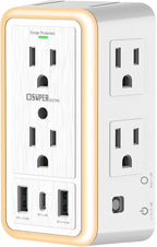 USB Wall Charger Surge Protector, Super Electro 6 Outlet Extender by Super+Electro