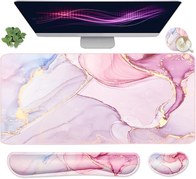 Large Mouse Pad and Keyboard Wrist Rest, Desk Pad by Youarenoble