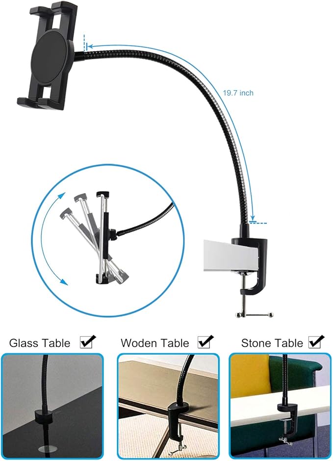 woleyi Gooseneck Tablet Holder Mount, Heavy Duty Desk/Bed Tablet Stand - Image 5