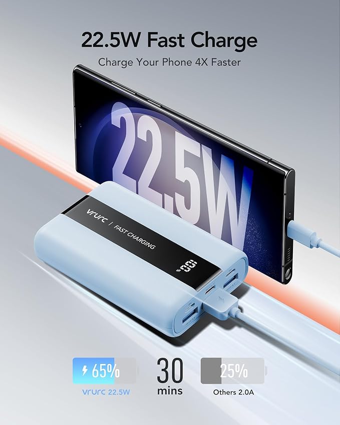VRURC Power Bank, Small Portable Charger 20000mAh, 22.5W Fast Charging - Image 2
