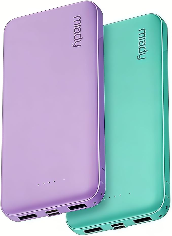 Miady 2-Pack Portable Charger, Slim 10000mAh Power Bank Travel Battery Pack 3 by Miady