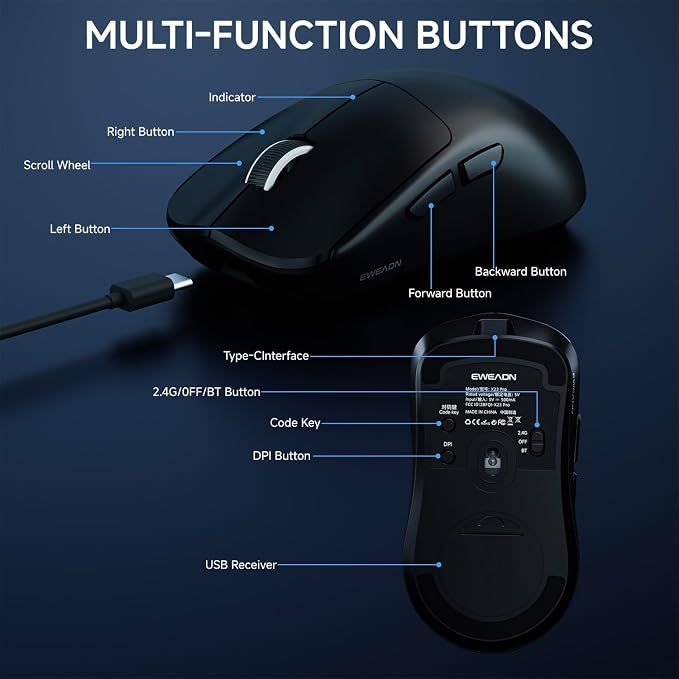 EWEADN X23Pro Wireless Gaming Mouse, 49g Lightweight Mouse, PAW3311 Sensor - Image 7