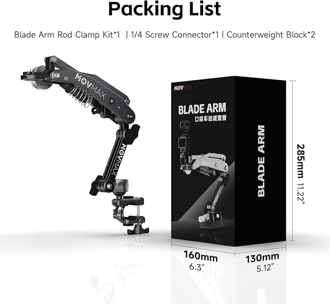 MOVMAX Blade Arm Bike Motorcycle Handlebar Mount Stabilizer, Camera Clamp Mount - Image 9