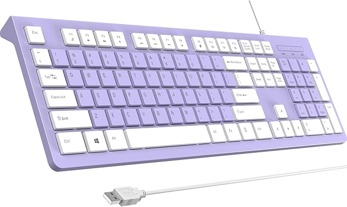Computer Keyboard Wired, Plug Play USB Keyboard, Low Profile Chiclet Keys by COLIKES